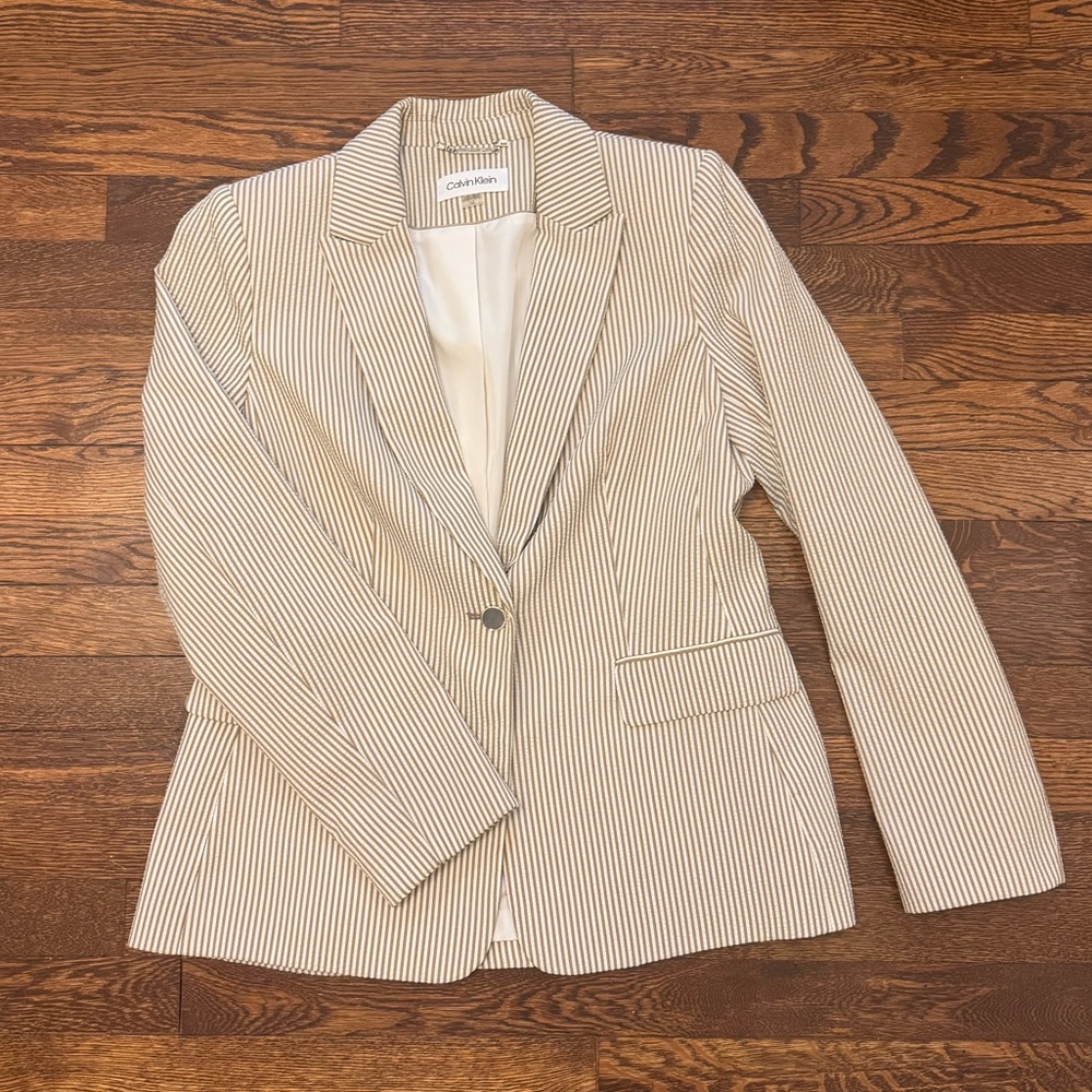 Calvin Klein Beige Striped Blazer